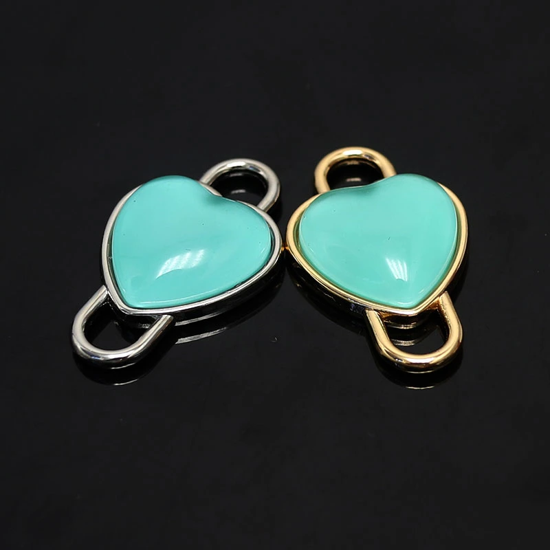 Heart Shape Pendant Fashion Jewelry Making Accessories Smoothly Natural Gemstone Connector AC21010