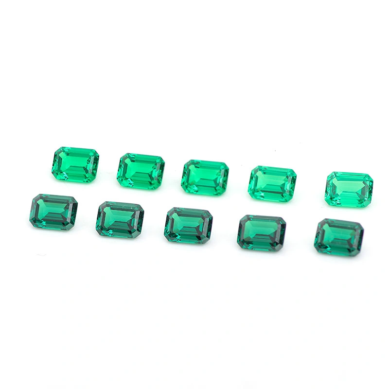 8*10mm Emerald Cut Hydrothermal Synthetic Zambia Emerald Lab Created Emerald Price Per Carat