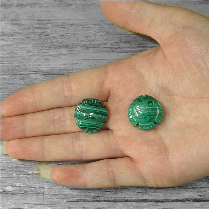 Natural Malachite Gemstone Carved Fish Beads for Jewelry Making