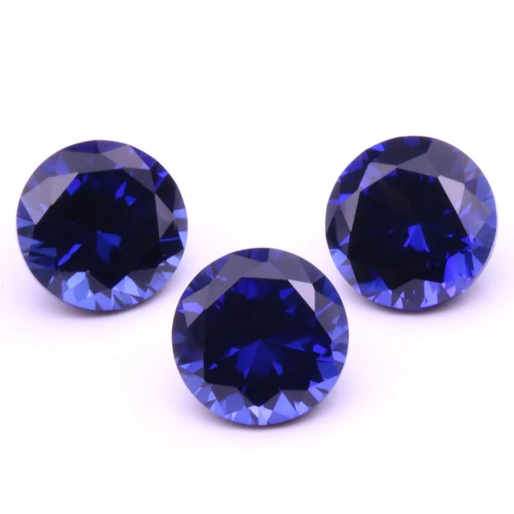 Round Shape Loose Faceted Gemstone Synthetic 34# Sapphire for Jewelry Setting