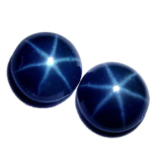 Blue Sapphire Flat Back Cabochon Lab Created Star Sapphire Round Loose Gemstones