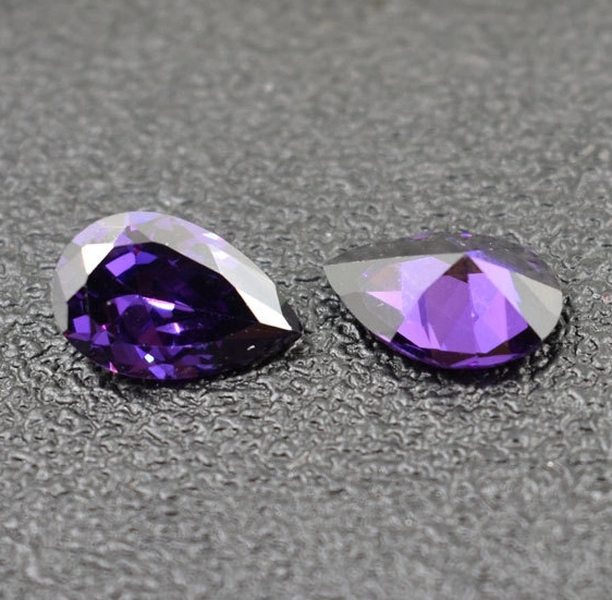 Wuzhou Gems Purple Pear Cut Cubic Zirconia for Necklace