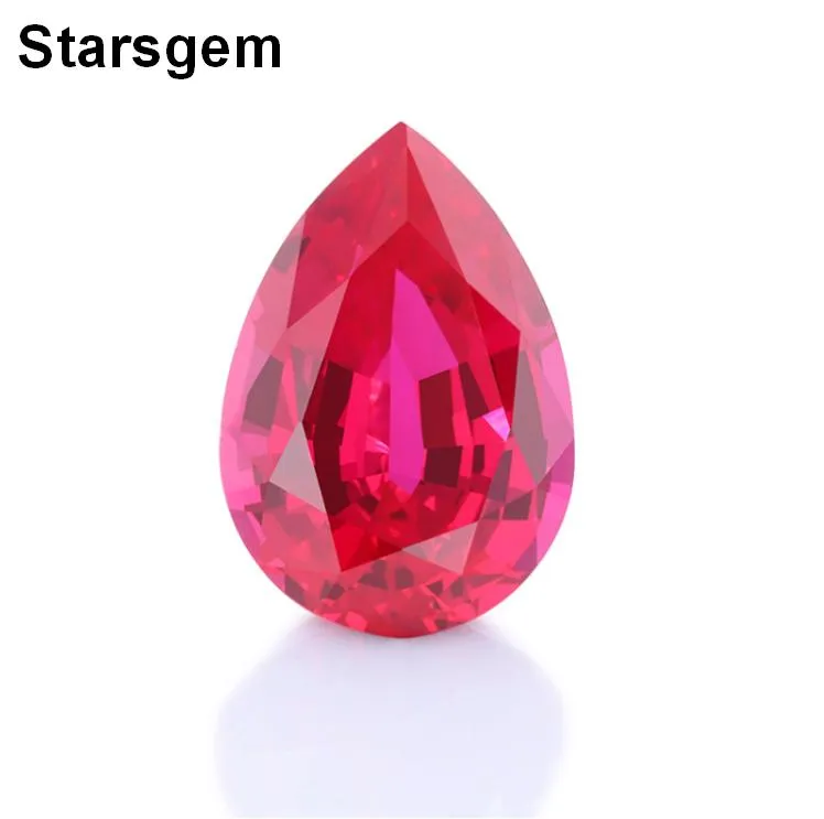 Starsgem 2.5carat 7 * 11mm Corte de pera Piedras de color rojo sangre Piedra preciosa de zafiro