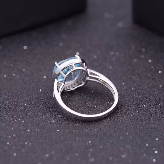Piedra preciosa de topacio natural en anillo de joyería de plata de ley 925 R9249