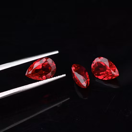 Provence Jewelry Piedra preciosa de rubí artificial de rubí de corte de pera sintética de alta calidad para hacer joyas